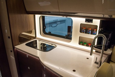 Kitchen inside the caravan — Caravan Mechanics in Warners Bay, NSW