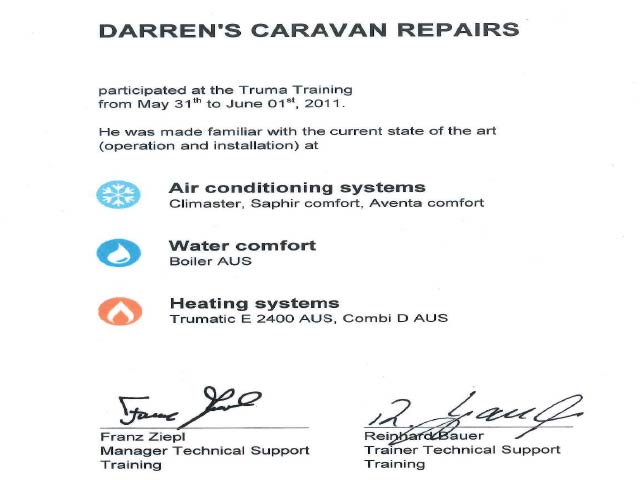 Truma certificate